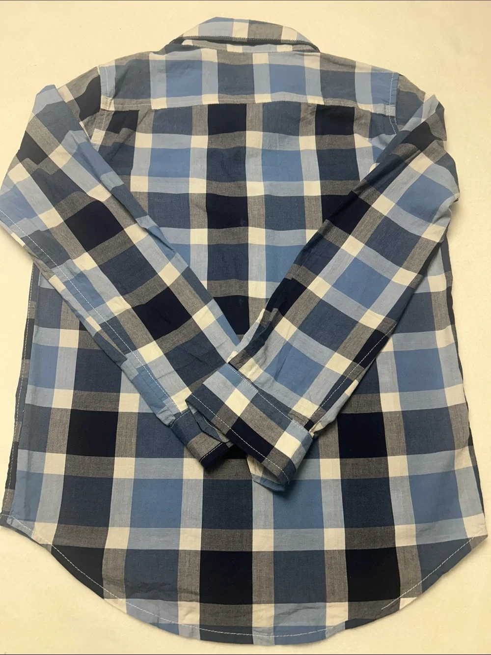 The Children’s Place 100% Cotton Boys 10 Blue and White Plaid Button-Down Shirt
